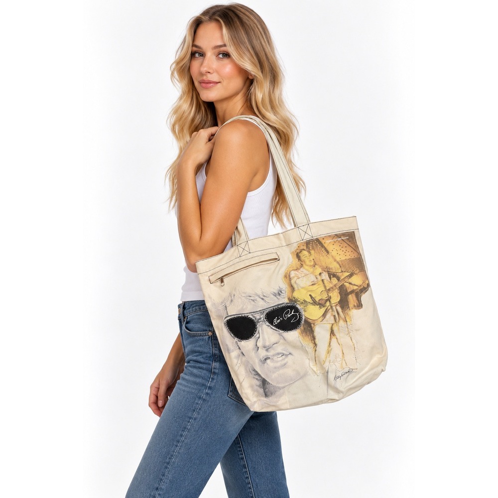 M Ashley Women's Elvis Presley Graphic Sunglasses Guitar Music Tote Bag One Size